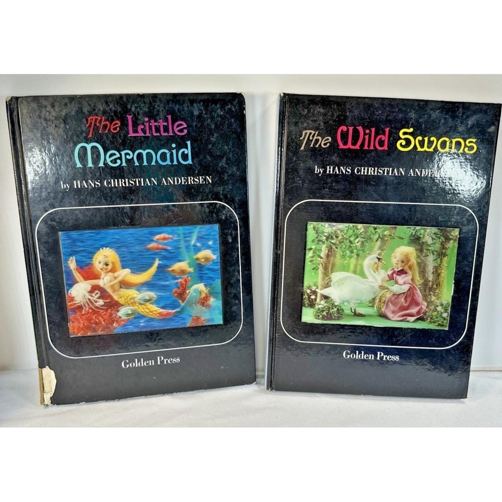 2 Books The Little Mermaid/Wild Swans Hans Christian Andersen Golden Press 1966